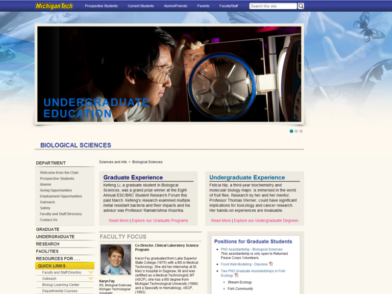 Michigan Technological University. Department of Biological Sciences